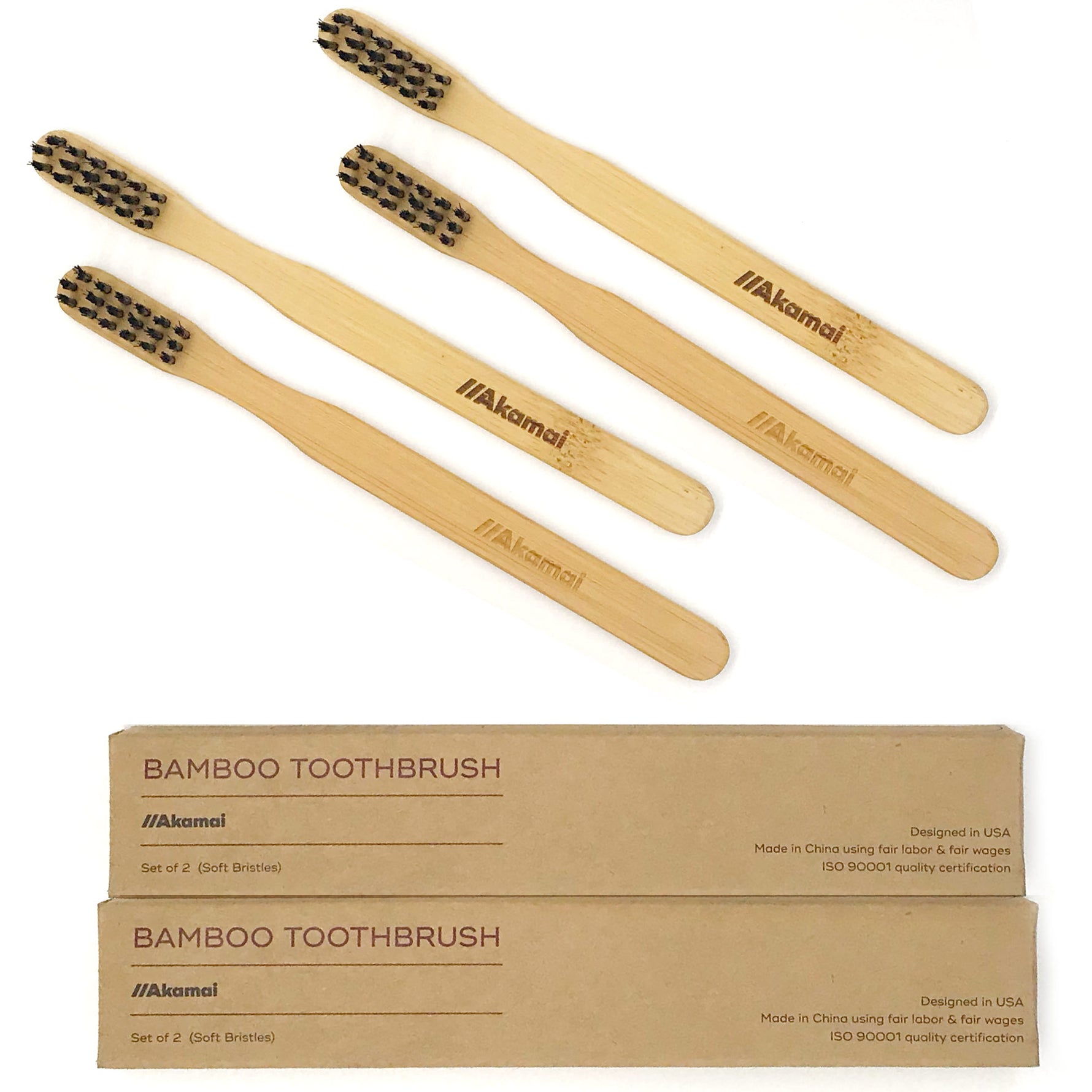 Set of 4 Bamboo Toothbrushes