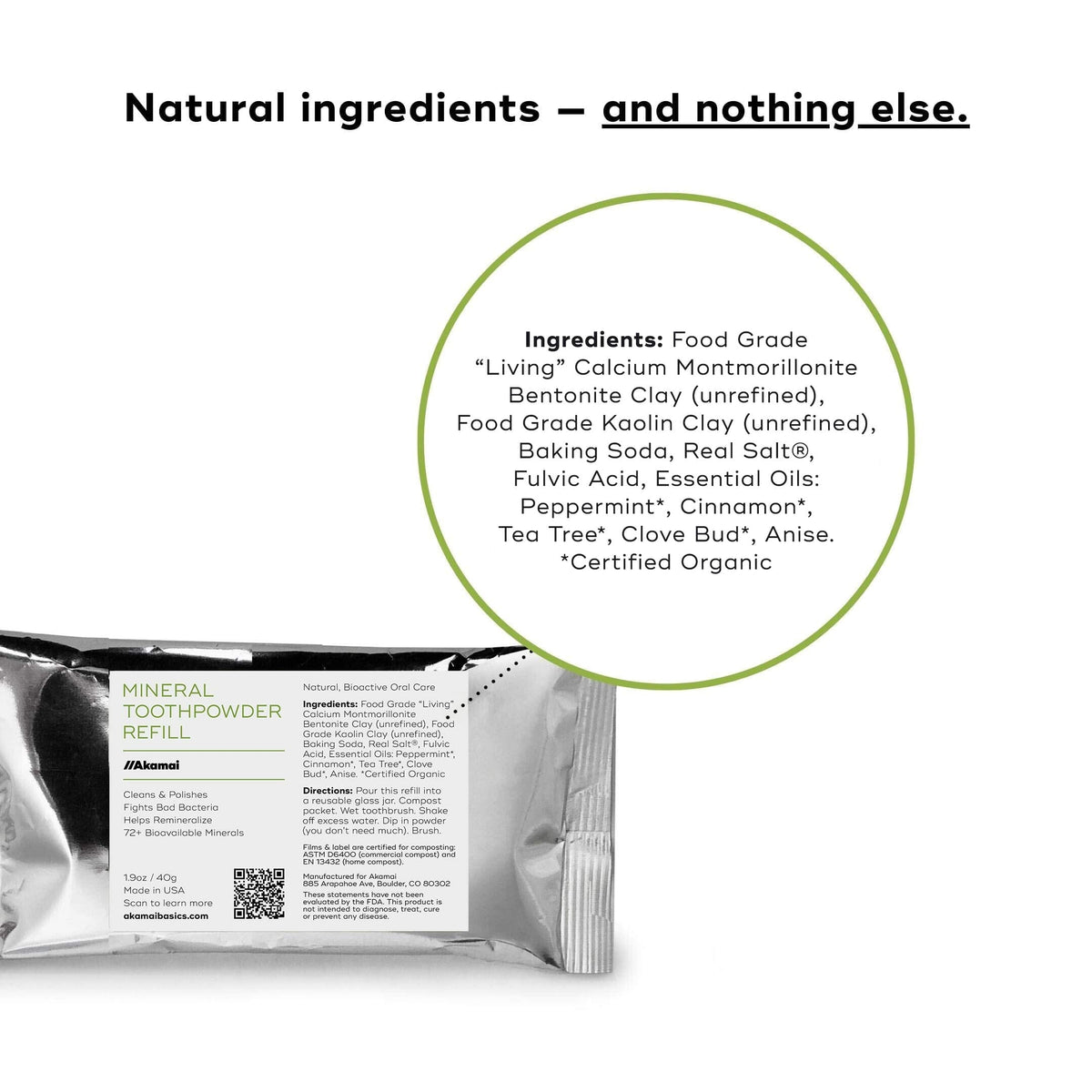 MINERAL TOOTHPOWDER REFILLS Oral Care Akamai 