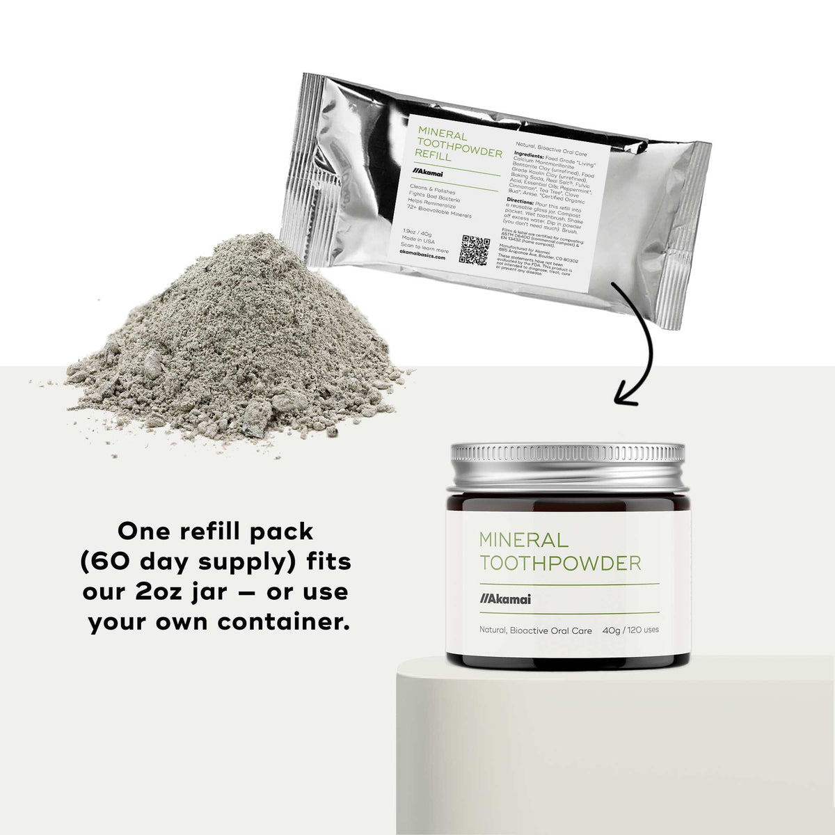 MINERAL TOOTHPOWDER REFILLS Oral Care Akamai 