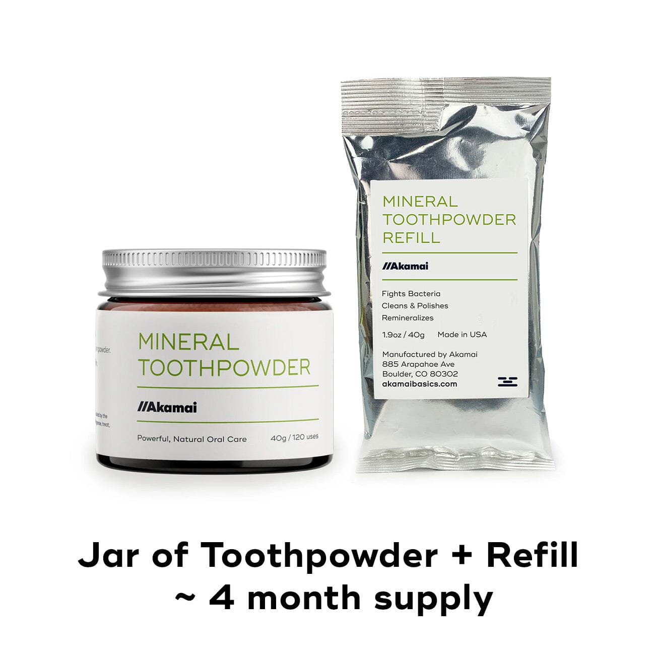 MINERAL TOOTHPOWDER REFILLS Oral Care Akamai Starter Set (save $3) 