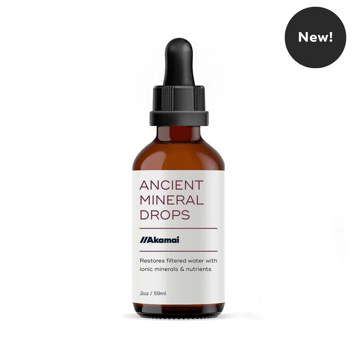 Akamai Basics Ancient Mineral Drops bottle, a natural oral care product with ionic minerals for healthy teeth and gums.