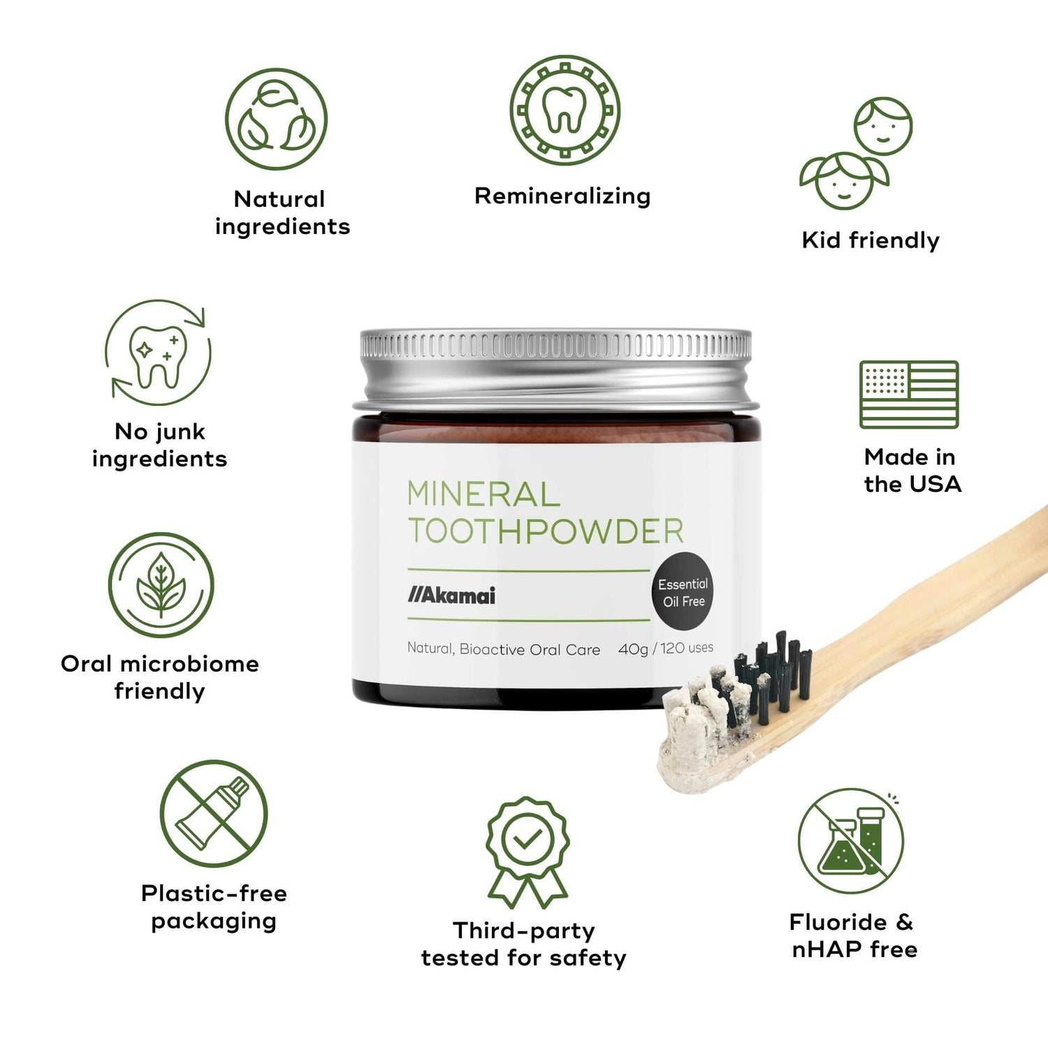 Essential Oil-Free Mineral Toothpowder Oral Care Akamai 