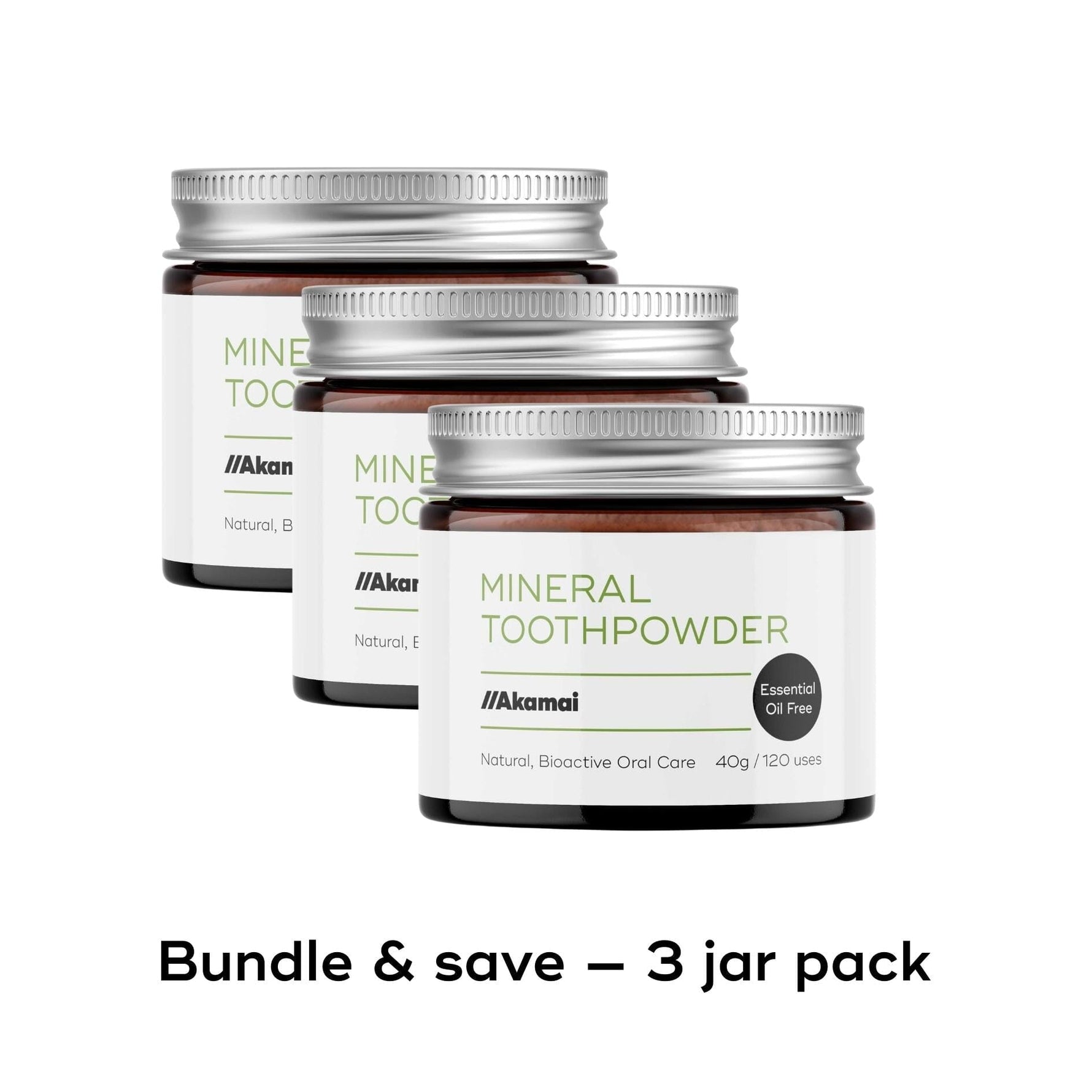 Essential Oil-Free Mineral Toothpowder Oral Care Akamai 3 Mineral Toothpowder w/o Essential Oils Jar | 6 mos supply - $54 (save $6) 
