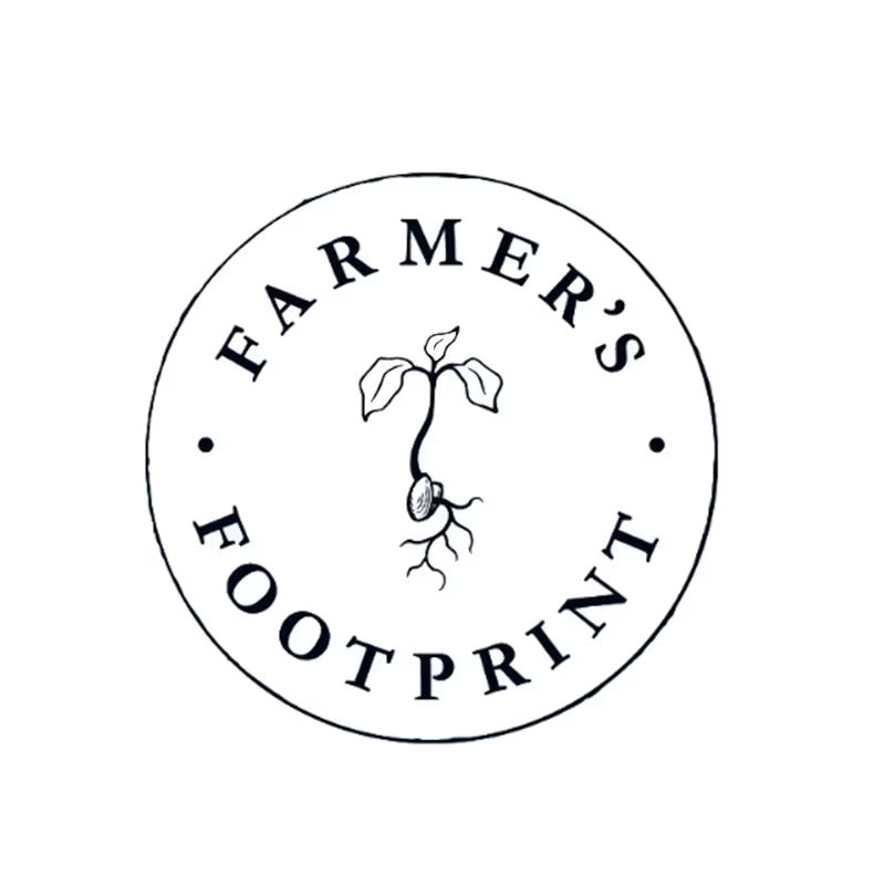 Logo of Farmer's Footprint featuring a plant root design, symbolizing sustainable and eco-conscious agriculture.
