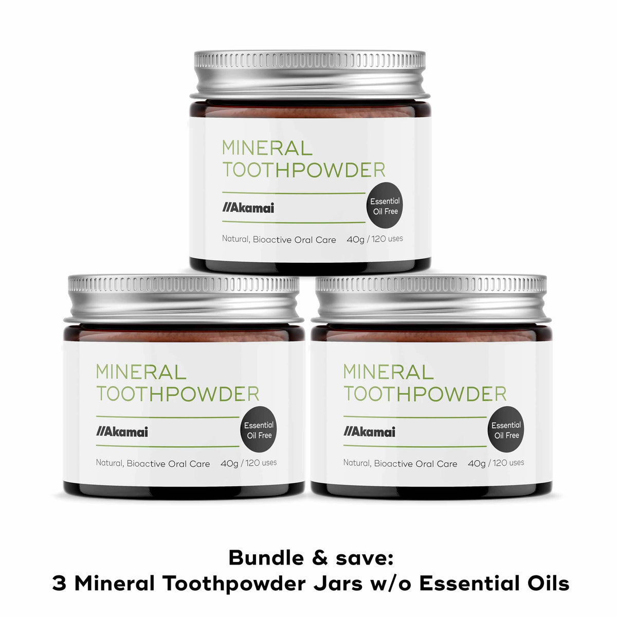 MINERAL TOOTHPOWDER Oral Care Akamai 3 Mineral Toothpowder w/o Essential Oils Jar | 6 mos supply - $54 (save $6) 