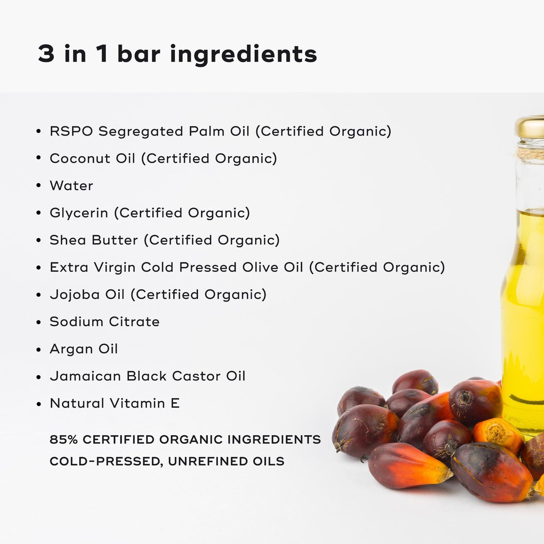 SHAVE KIT ingredients list featuring organic oils and butters for healthy skin care.