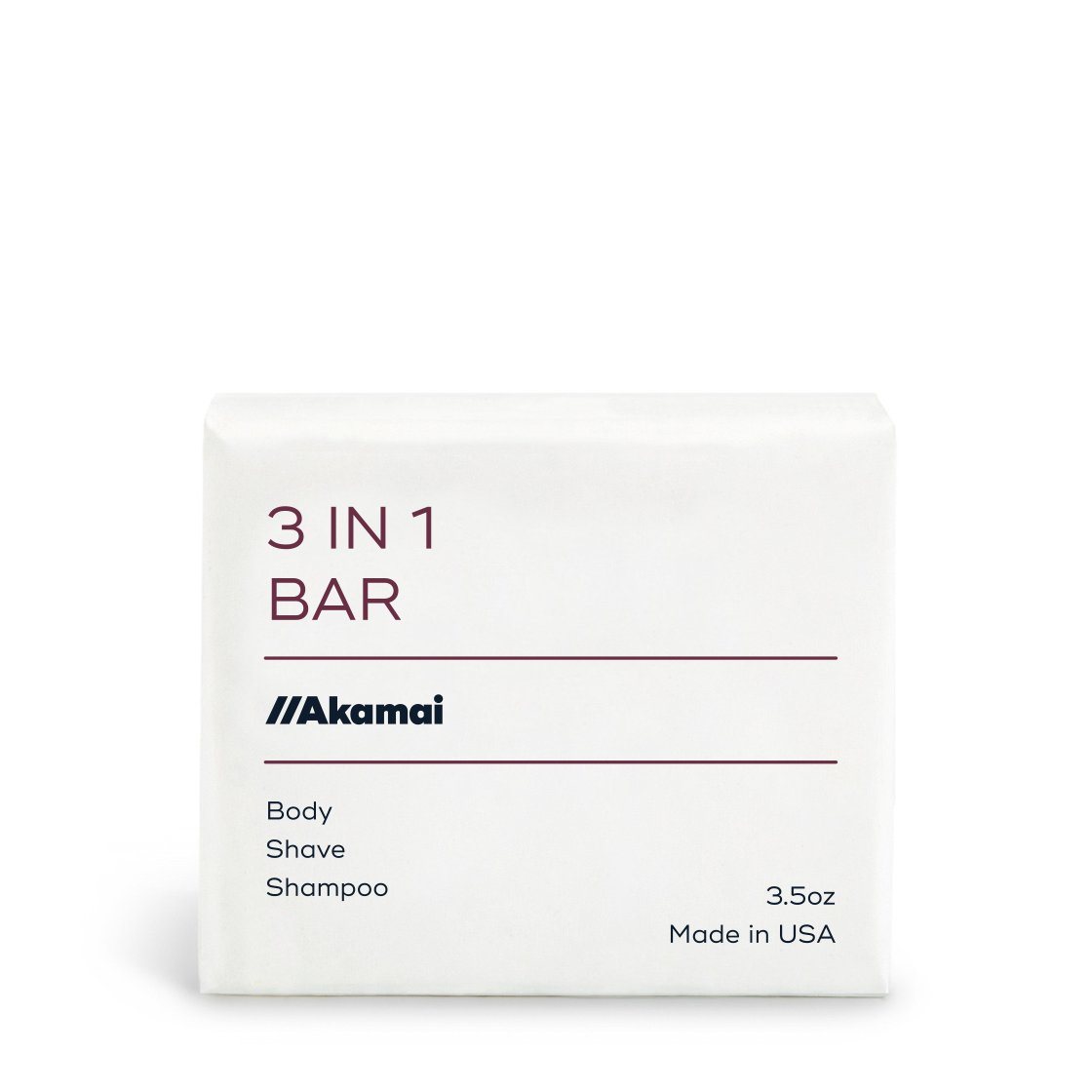 CORE ESSENTIALS KIT 3 in 1 bar by Akamai, a plant-based personal care product for body, shave, and shampoo.
